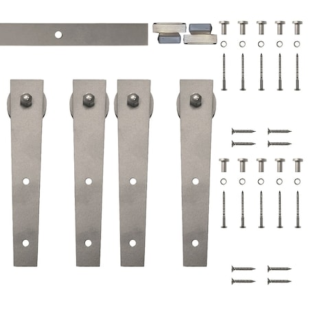 Quiet Glide Soft Close 72" Satin Nickel Wedge Mini Double Barn Door Hardware NT.1310.02.SN-72-2-SC